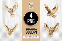 Flying Owl Watercolor Bird Clipart Sublimation PNG Product Image 1