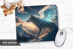 Frosting Wolf Over Snowy Peaks Mouse Pad PNG Design Product Image 1