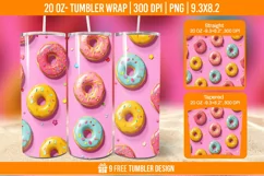 Donuts Seemless Tumbler Wrap Designs, Sublimation Wrap Product Image 1