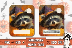 Halloween Raccoon Gift Card, Halloween Pumpkins Money Card Product Image 1