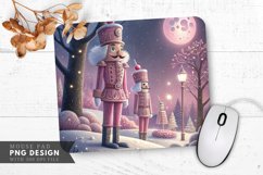 Whimsical Pink Nutcracker Winter Scene Mouse Pad PNG Product Image 1