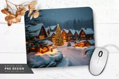 Winter Wonderland with Snowy Village Mouse Pad PNG Product Image 1
