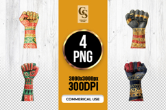 African Tribal Pattern Raised Fist Clipart Sublimation PNG Product Image 1
