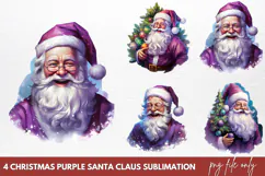 Christmas purple santa claus sublimation PNG Product Image 1