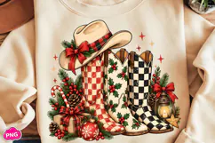 Rustic Christmas Cowboy Boot PNG, Funny Christmas PNG Product Image 1