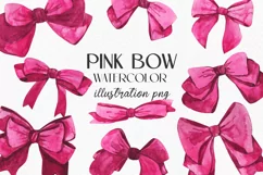 Watercolor clipart pink bows. Clipart- PNG hand drawing Product Image 1