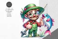 Fathers day clipart, Fishman clipart, Dad clipart Product Image 1
