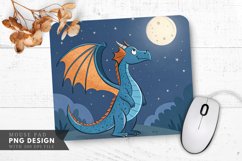 Moonlit Blue Dragon Mouse Pad PNG Design Product Image 1