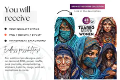 Berber Tuareg Woman Clipart, Sahara Nomad Moroccan girl Product Image 2