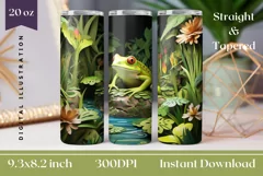 3D Frog Tumbler Wrap, 3D Tumbler Wrap, 3D Summer Sublimation Product Image 1