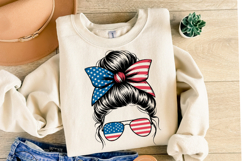 USA Messy Bun Svg Design | Svg Cut Files | Shirt Svg Product Image 2