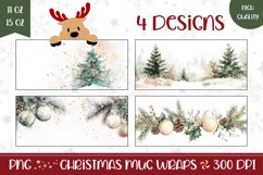 Watercolor Christmas Mug Design, Winter Mug Sublimation Product Image 1