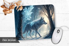Frosted Elegance A Crystal Wolf Diamond Forest Mouse Pad PNG Product Image 1