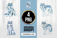 Watercolor Arctic Wolf Clipart Sublimation PNG Product Image 1