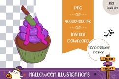 Hand Drawn Halloween Cake Illustration, Halloween Sweets PNG Product Image 1
