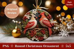 3D Christmas Ornament PNG, Red Cardinals Ornament Design Product Image 1