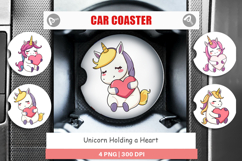 Car Coaster Unicorn with Heart Product Image 1