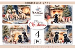 Watercolor cards with Labradors for Christmas. Puppies Product Image 1