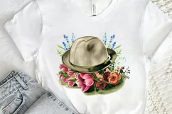 Watercolor Floral Hat Garden PNG Clipart Product Image 3