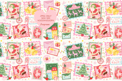 Christmas Stamp Pattern Bundle, Vintage Postage Seamless Product Image 1