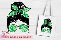 Messy Bun Cerebral Palsy Awareness svg, Green Ribbon svg Product Image 2