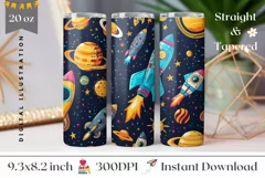 School Tumbler Wrap Design, Galaxy Tumbler Sublimation Product Image 1