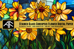 Stained Glass Coreopsis Flower Digital Paper Product Image 1