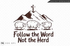 Follow The Word Sheep Christian Drawing Sublimation PNG Product Image 1
