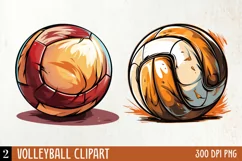Volleyball Clipart Sublimation, Watercolor Clipart Product Image 1