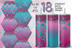 Glitter Pink & Blue | 18 Skinny Tumbler Sublimation designs Product Image 1