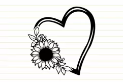 Flower Heart Svg, Sunflower Svg, Heart Svg Product Image 5