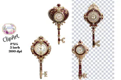 Keys, Ephemera, PNG, Junk Journal, Vintage, clipart Product Image 1