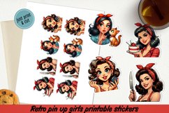 Retro Pin up girl printable stickers BUNDLE PNG. Product Image 2