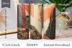 Retro Space Tumbler Wrap Design, Astronaut Tumbler PNG Product Image 1