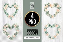 Eucalyptus Floral Heart Wreath Clipart Sublimation PNG Product Image 1