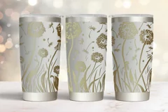 20oz Tumbler laser svg wrap| Floral Dandelions pattern Product Image 3