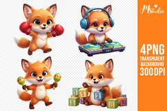 Cute Fox Sublimation PNG Kids Clipart 4 Designs Product Image 1