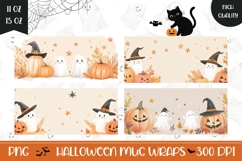 Cartoon Halloween Ghosts Mug Designs, Halloween Mug PNG Product Image 1