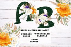 Green Glitter Boho Floral Alphabet Product Image 1