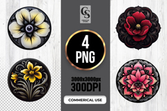 Elegant Dark Floral Mandala PNG Product Image 1