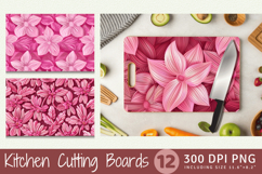 Pink Knitted Flowers Cutting Boards sublimation Design Product Image 1