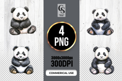 Adorable Baby Panda Watercolor Clipart Sublimation PNG Product Image 1