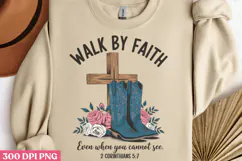 Walk by faith PNG, Christian Bible Verses Sublimation PNG Product Image 2