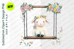 Floral Sheep On Swing Clipart Png Product Image 1