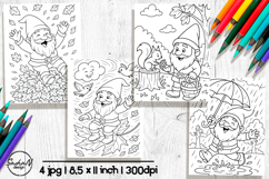 Gnome coloring pages, Autumn coloring pages Product Image 1