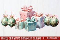 Pastel Christmas Sublimation Clipart, PNG Product Image 1