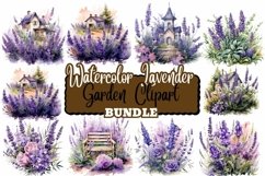 Watercolor Lavender Garden Clipart Product Image 1
