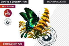 Autumn Butterfly and flower Clipart: Moody Floral PNG Product Image 1