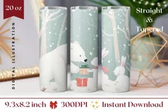 Christmas Forest Tumbler Wrap, Winter Bear Tumbler Design Product Image 1