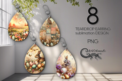 Shabby chic Easter | Spring Teardrop Earring Sublimation Product Image 1